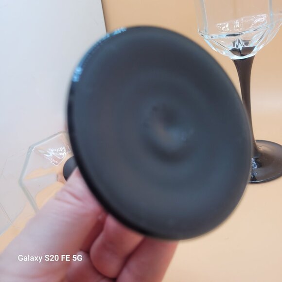 Vintage Luminarc France Octime Black Stemmed Water Goblets Wine Glasses Set of 2 - Picture 5 of 14